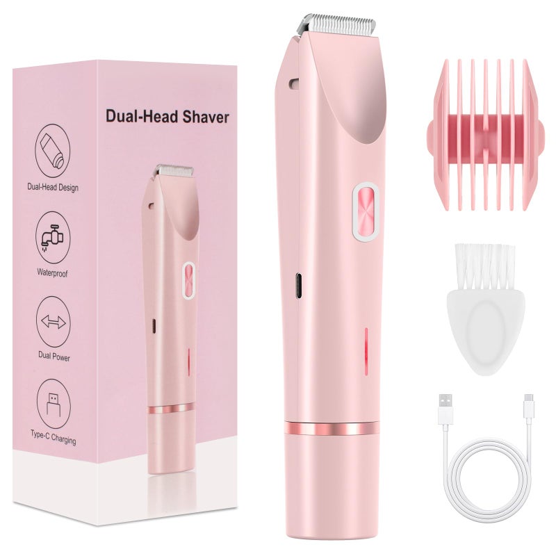 Lady Shaver for Women â€“ 2-in-1 Bikini Trimmer & Razor, 5400 RPM Rechargeable, USB-C, Wet & Dry Use, Electric Razor for Women Legs, Body & Intimate Areas, Pink